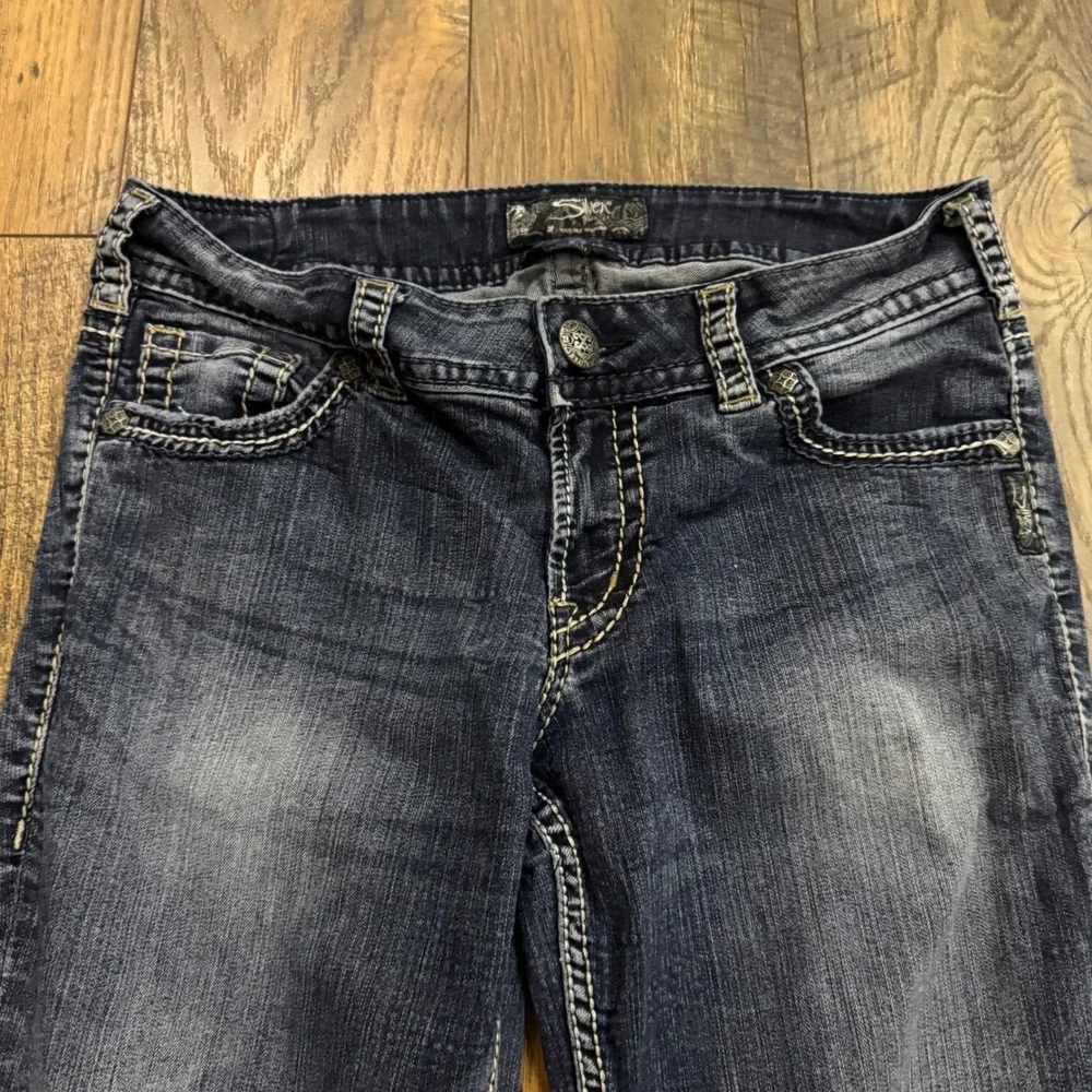 Silver Jeans Co Suki Capri Dark Wash Embroidered Denim Jeans W30 Western - Picture 2 of 11